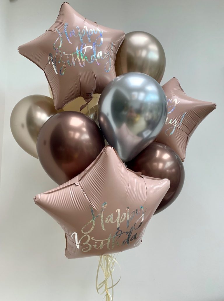 Happy Birthday Balloon Bundle - pink and silver