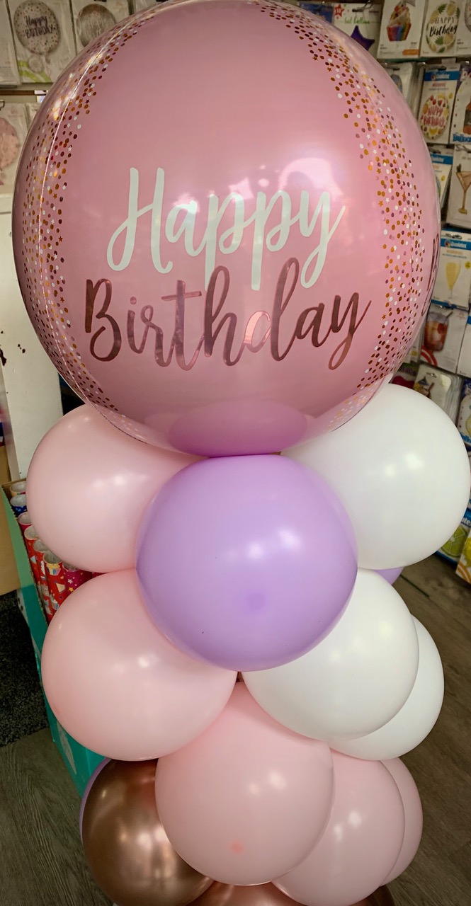 Happy Birthday Balloon Bundle - pink, white & purple