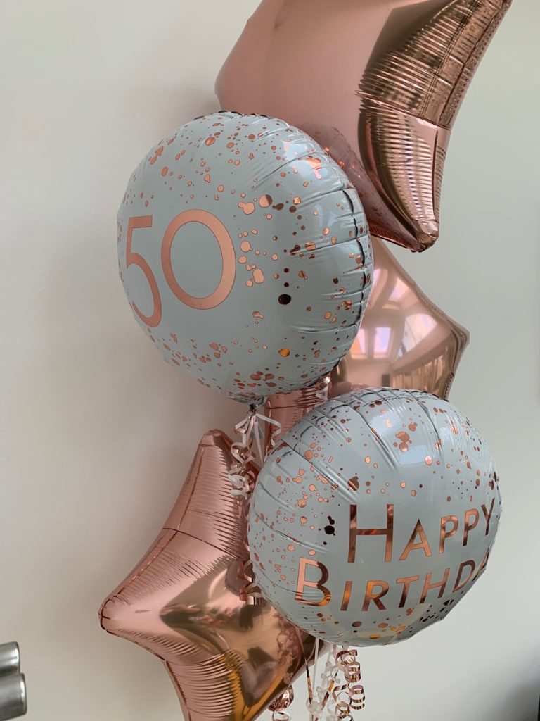 50th Birthday Balloon Bundle - Pink and white