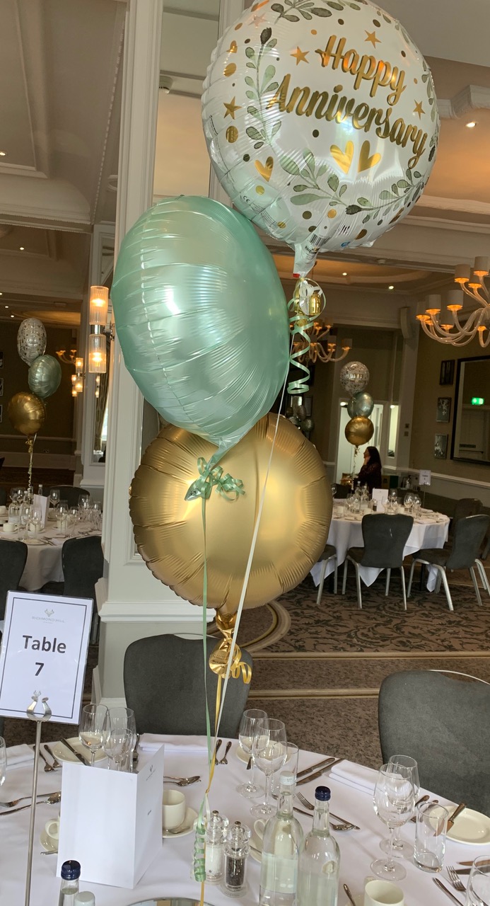 Happy Anniversary Balloon Bundle - Gold & Mint Green