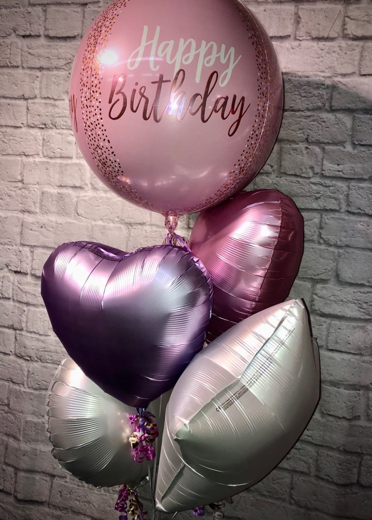 Happy Birthday Balloon Bundle - pink & silver