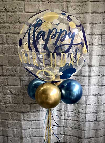 blue and gold balloons