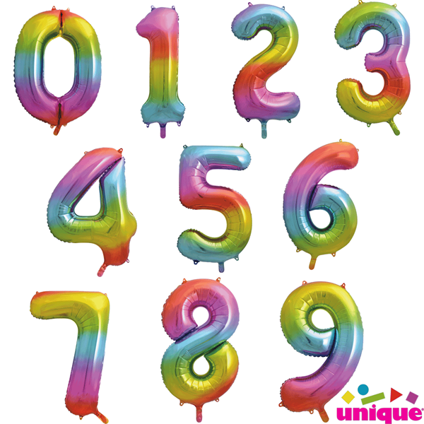 rainbow number balloons